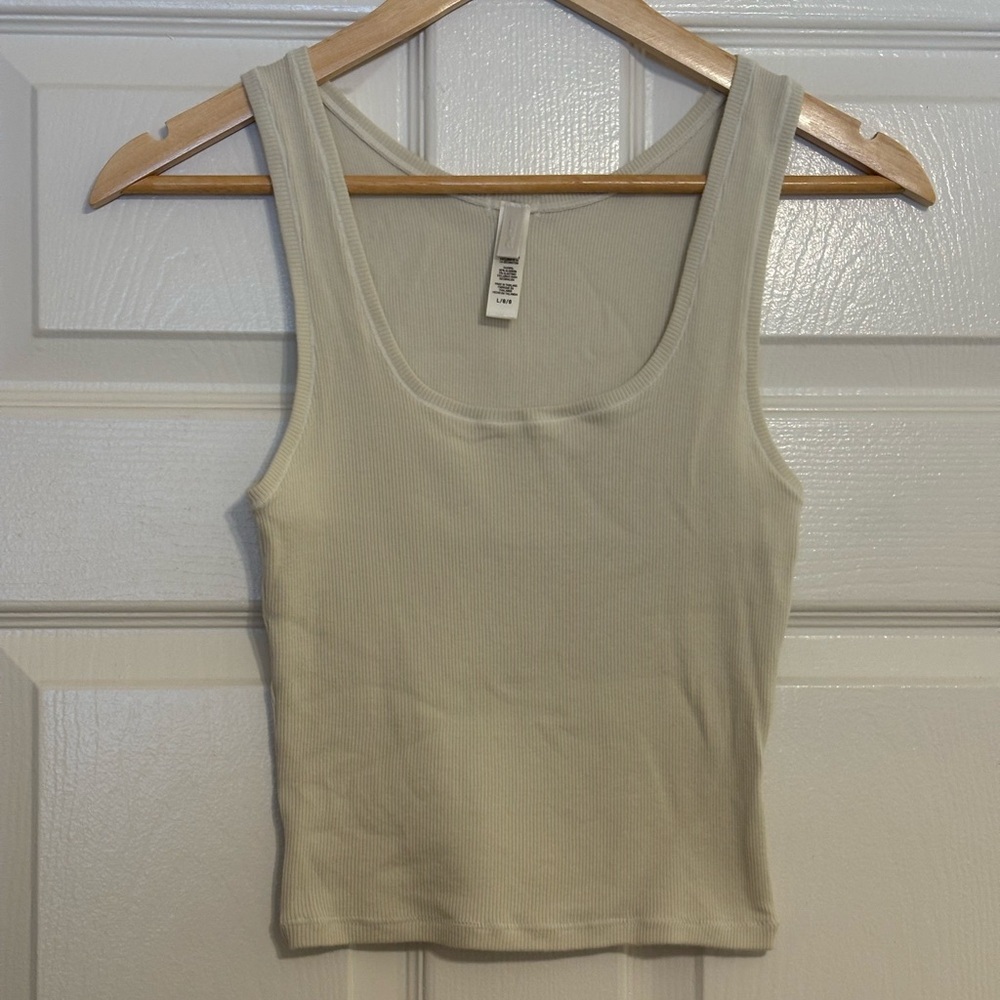 Skims Cotton Ribbed Tank Light Cream Large - Picture 11 of 12
